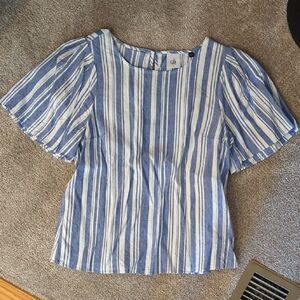 CAbi 5343 Women's Blue and White Striped Blouse Small